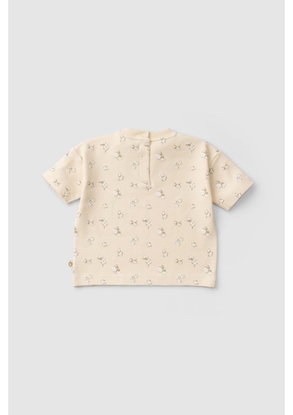 Organik Pamuklu Bebek Şort Takımı Küçük Pamuk Desenli indirimleri