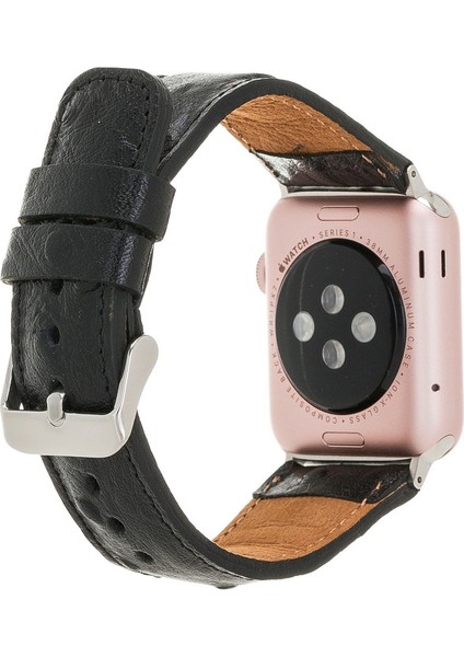 Apple Watch Uyumlu Deri Kordon 42-44-45MM De5 Siyah