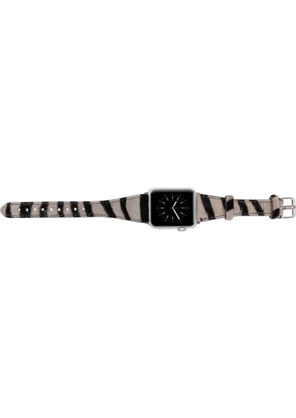 Apple Watch Uyumlu Deri Kordon 38-40-41MM Slim Zebra