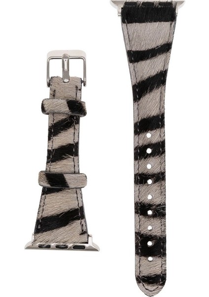 Apple Watch Uyumlu Deri Kordon 38-40-41MM Slim Zebra