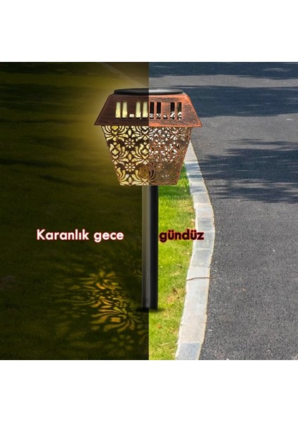 Top One Açık Yağmur Geçirmez Çim Zemin Lambası Petal Hollow Ferforje Peyzaj Lambası LED Güneş Aydınlatma Lambası () (Yurt Dışından) fiyatları