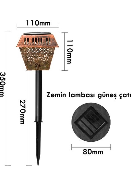 Top One Açık Yağmur Geçirmez Çim Zemin Lambası Petal Hollow Ferforje Peyzaj Lambası LED Güneş Aydınlatma Lambası () (Yurt Dışından) indirimleri