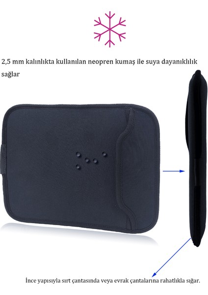 Suya Dayanıklı Neopren Notebook Tablet iPad MacBook Pro Air Siyah Laptop Kılıfı Çantası 13 Inç