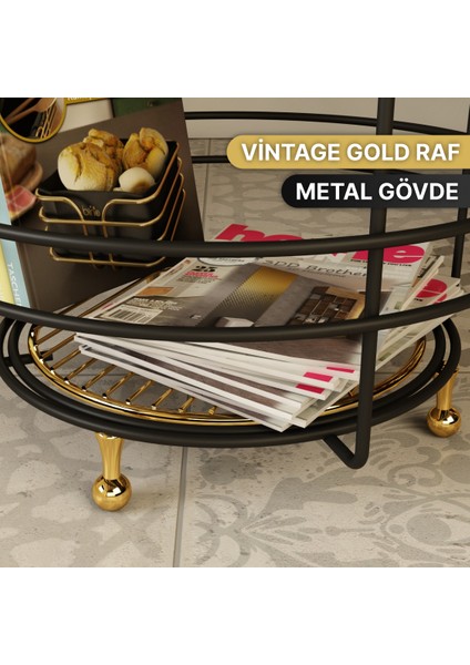 Sehpa Avangart Gold Ayaklı Çelik Yan Orta Sehpa Gold Rafli Modern Metal Zigon Sehpa Çiçeklik fırsatları