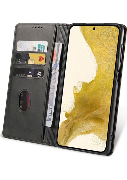 Samsung Galaxy S23 Için Telefon Kılıfı Plus Deri Buzağı Dokusu Manyetik Kapanma Stand Cüzdanı ile Şok Karşıt Telefon Kapağı (Yurt Dışından)