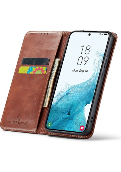 Samsung Galaxy S23 Plus Için Çizgiye Döküm Anti Telefon Kılıfı, Ağaç Doku Telefon Kapağı Deri Stand Cüzdan Telefon Kabuğu (Yurt Dışından) modelleri