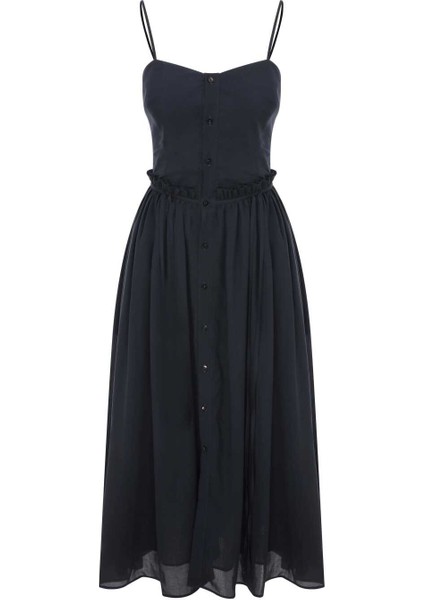 Askılı Midi Boy Elbise Lacivert Y2311084_015