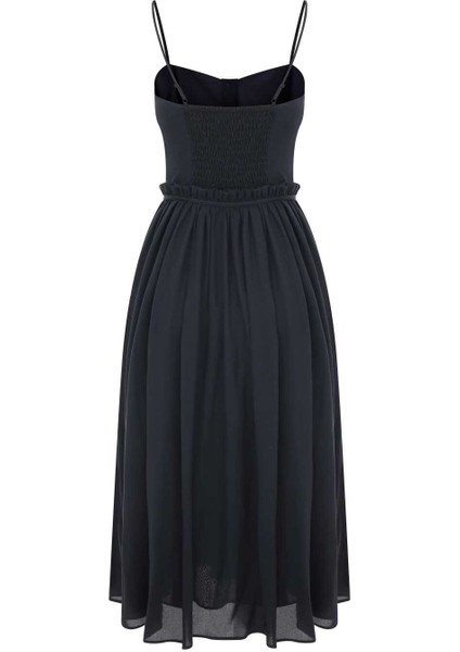 Askılı Midi Boy Elbise Lacivert Y2311084_015