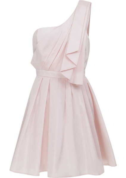 Tek Omuzlu Mini Elbise Toz Pembe Y2211309_278
