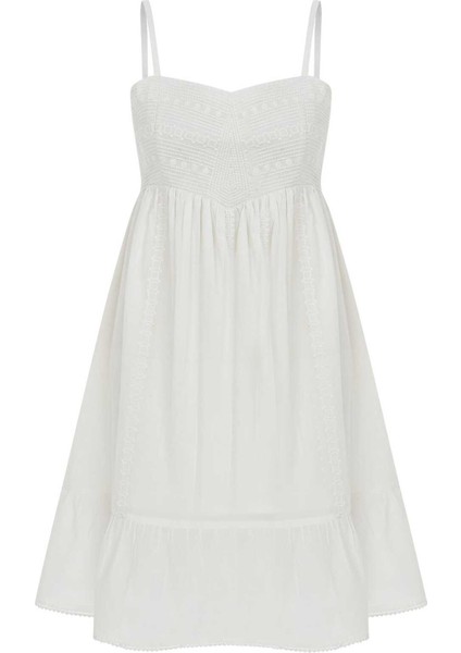 Askılı İşlemeli Mini Elbise Standart Renk Y2262113_089