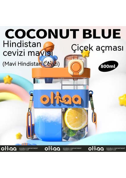 Çocukların Eğimli Sırt Askısı Boyunca Taşınabilir Karikatür Çift Bölmeli Pipetli Bardak (Yurt Dışından) modelleri