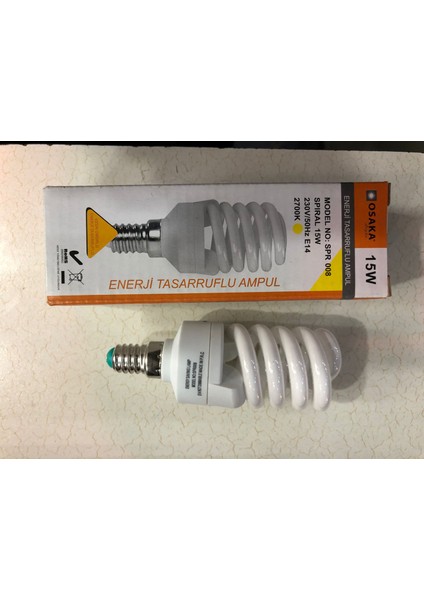 E 14 15W =75W Sarı Tasarruflu Lamba