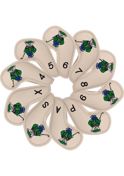 10PCS Golf Demir Headcover Golf Kama Demir Koruyucu Headcover, Işlemeli 4-9, P, S, A, X, Baş Koruyucu, Haki (Yurt Dışından) modelleri