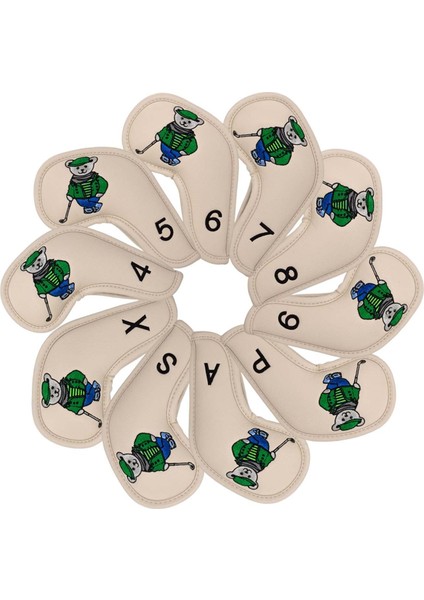 10PCS Golf Demir Headcover Golf Kama Demir Koruyucu Headcover, Işlemeli 4-9, P, S, A, X, Baş Koruyucu, Haki (Yurt Dışından) fırsatları