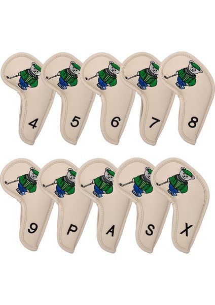 10PCS Golf Demir Headcover Golf Kama Demir Koruyucu Headcover, Işlemeli 4-9, P, S, A, X, Baş Koruyucu, Haki (Yurt Dışından) indirimleri