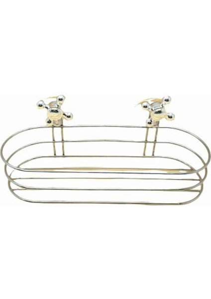 Krom Vantuzlu Oval Raf Şampuanlık, Sabunluk, Banyo Duş Rafı Banyo Köşe Rafı