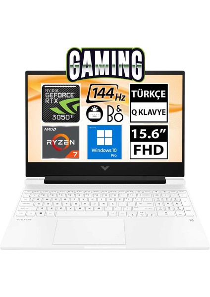 Hp Victus 15-FB0004NT 71T71EA06 Ryzen7 5800H 16GB 512SSD RTX3050TI 15.6" Fullhd W10P Taşınabilir Bilgisayar