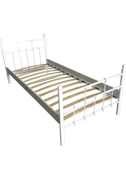 Lalas Tek Kişilik Ferforje Metal Karyola-Beyaz indirimleri