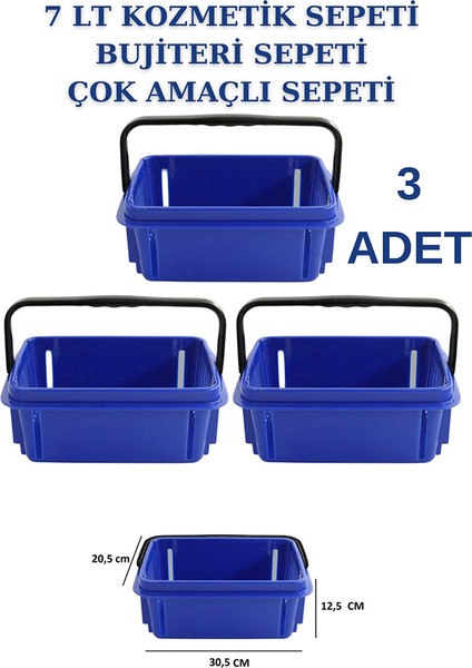 3 Adet 7 Litre Kozmetik Sepeti Bijuteri Sepeti Kırtasiye Sepeti Hırdavat Sepeti