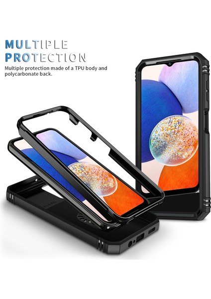 Samsung Galaxy A14 5g Için Kayar Lens Koruyucu Halka Standlı Telefon Kılıfı - Siyah (Yurt Dışından) modelleri