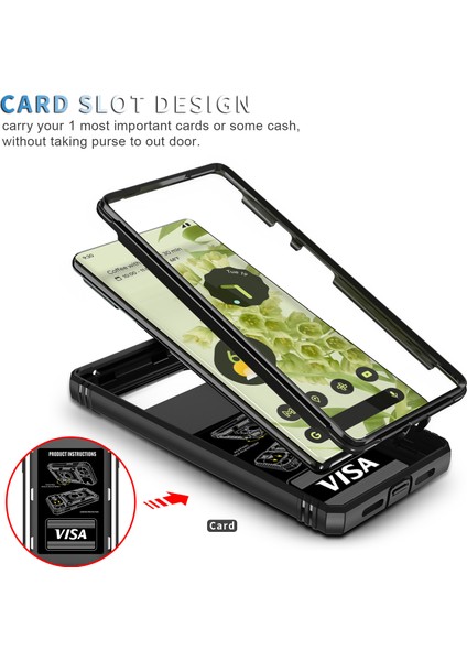 Google Pixel 6 Için Kayar Lens Koruyucu Halka Standlı Telefon Kılıfı - Siyah (Yurt Dışından) fırsatları