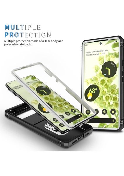 Google Pixel 6 Için Kayar Lens Koruyucu Halka Standlı Telefon Kılıfı - Beyaz (Yurt Dışından) modelleri