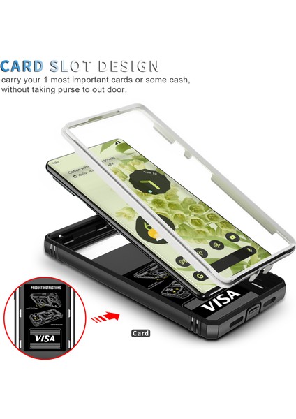 Google Pixel 6 Için Kayar Lens Koruyucu Halka Standlı Telefon Kılıfı - Beyaz (Yurt Dışından) fırsatları