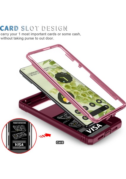 Google Pixel 6 Için Kayar Lens Koruyucu Halka Standlı Telefon Kılıfı - Kırmızı / Pembe (Yurt Dışından) fırsatları