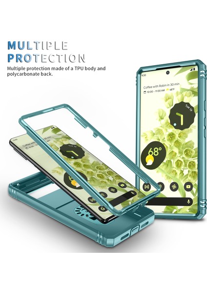 Google Pixel 6 Için Kayar Lens Koruyucu Halka Standlı Telefon Kılıfı - Yeşil (Yurt Dışından) modelleri