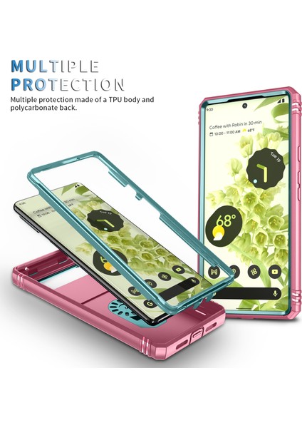 Google Pixel 6 Için Kayar Lens Koruyucu Halka Standlı Telefon Kılıfı - Pembe / Mavi (Yurt Dışından) modelleri
