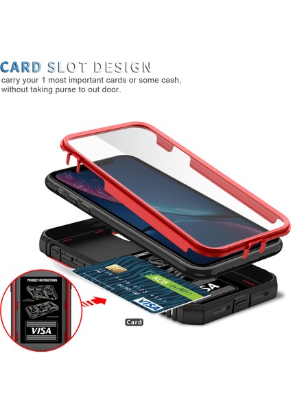 Apple iPhone Xr Için Kayar Lens Koruyucu Halka Standlı Telefon Kılıfı - Kırmızı (Yurt Dışından) fırsatları