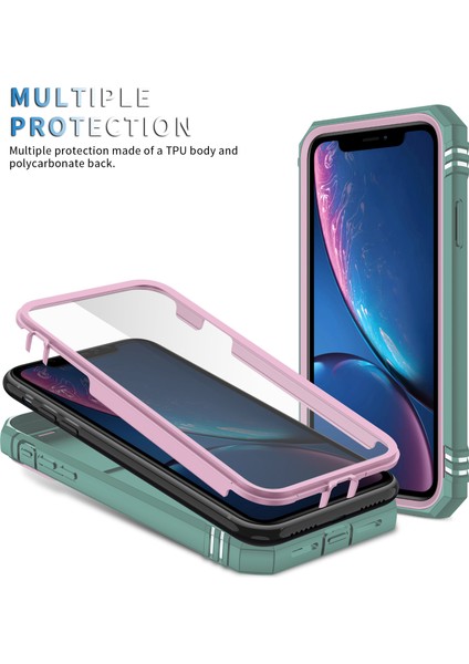 Apple iPhone Xr Için Kayar Lens Koruyucu Halka Standlı Telefon Kılıfı - Yeşil / Pembe (Yurt Dışından) modelleri