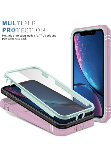 Apple iPhone Xr Için Kayar Lens Koruyucu Halka Standlı Telefon Kılıfı - Pembe / Mavi (Yurt Dışından) modelleri
