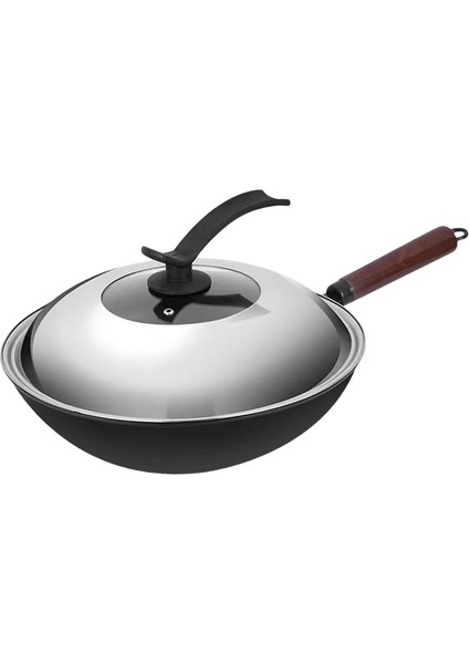 Demir Wok Tavalı Kapaklar Omletler Için Tavan Tavası Kızarmış Ekmek Balıkları Tost 32CM Tur (Yurt Dışından)