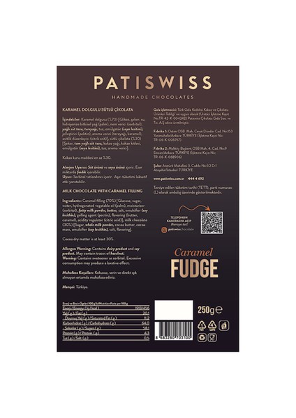 Karamel Dolgulu Süt Çikolata Fudge 250 G