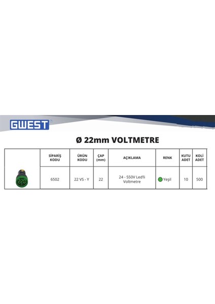 22MM Yeşil 24V-450V Voltmetre fiyatları