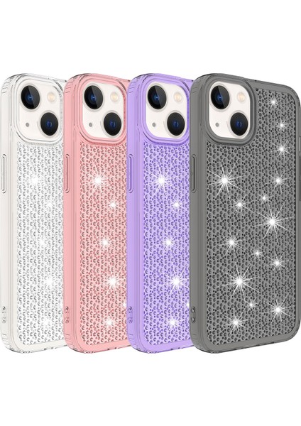 Apple iPhone 13 Kılıf Köşe Korumalı Darbe Emici Airbagli Parlak Tasarımlı Snow Kapak Pembe
