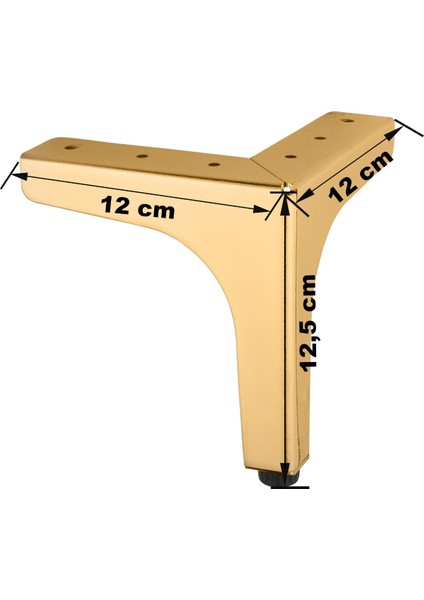 Dekor Gold Metal Mobilya -Koltuk - Baza Ayağı Ayarlı 12,5 cm 1 Adet
