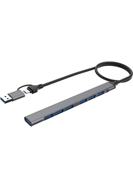 USB 3.0 ve USB 2.0 Adaptörü Dark Gri 7 Bağlantı Noktasına Taşınabilir USB Bir USB C Hub Uzantıları (Yurt Dışından)