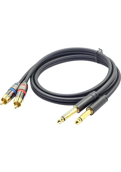 Çift 6,5 mm - Çift Rca Ses Kablosu Pvc Dış Amplifikatör Için 4.9ft Bağlantı Hattı (Yurt Dışından)