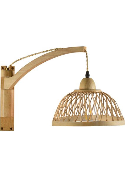 Rattan Duvar Sconce Ahşap Raflı Rattan Lambalar Boho Duvar Sconce Başucu Lambası Stil B (Yurt Dışından)