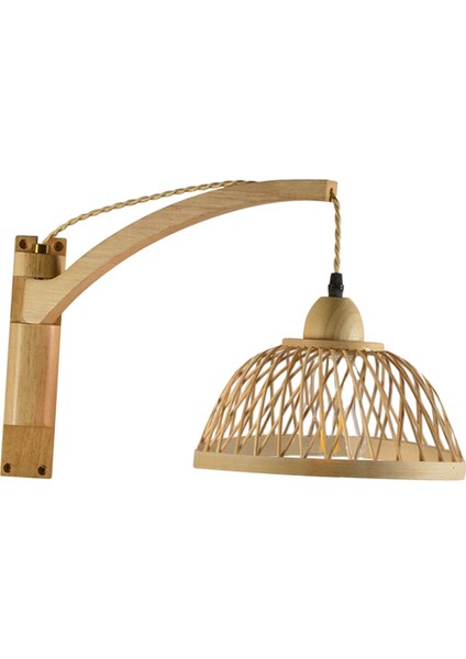 Rattan Duvar Sconce Ahşap Raflı Rattan Lambalar Boho Duvar Sconce Başucu Lambası Stil B (Yurt Dışından)