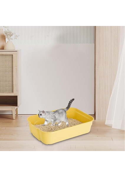 Kedi Çöp Kutusu /açık Tepsisi /kitty Çöp Kutusu /yavru Kedi Lazımlık Sarı (Yurt Dışından)