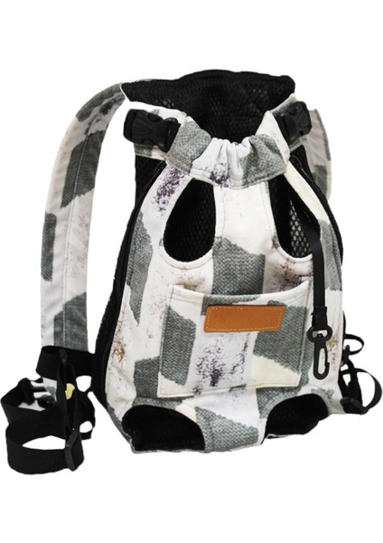 Kedi Tyıcı Sırt Çantası Göğüs Çantası Pet Pet Backpack Tyıcı Bisiklet Yürüyüş gri Beyaz (Yurt Dışından)