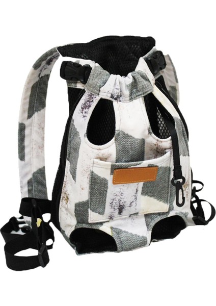 Kedi Tyıcı Sırt Çantası Göğüs Çantası Pet Pet Backpack Tyıcı Bisiklet Yürüyüş gri Beyaz (Yurt Dışından)