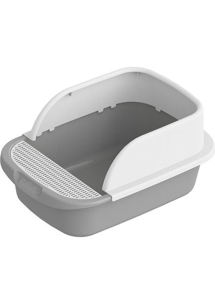 Pet Kedi Çöp Kutusu Tuvalet Dayanıklı Yarı Kapalı Çıkarılabilir Çöp Tepsi Kum Kutusu GRAY52CMX36CMX21.5CM (Yurt Dışından)