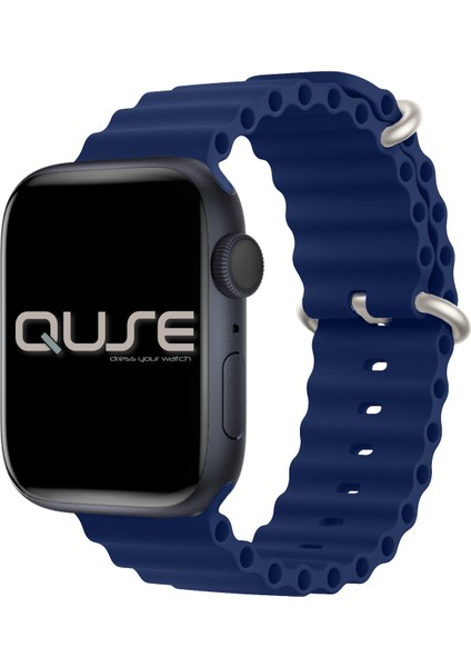 Ocean Loop Silikon Kordon, Apple Watch Series SE/11/10/9/8/7/6/5/4/3 ile Uyumlu, 42mm/41mm/40mm/38mm, Lacivert fiyatları