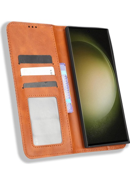 Samsung Galaxy S23 Ultra Retro Doku Telefon Kılıfı Pu Deri Stand Cüzdan Cep Telefonu Kapağı (Yurt Dışından) fırsatları