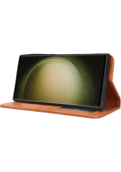 Samsung Galaxy S23 Ultra Retro Doku Telefon Kılıfı Pu Deri Stand Cüzdan Cep Telefonu Kapağı (Yurt Dışından) indirimleri