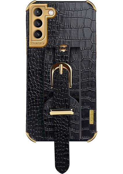 Samsung Galaxy S23 Plus Timsah Doku Deri Kaplamalı Tpu Telefon Kılıfı 6d Elektrokaplatma Bilek Arka Kapak (Yurt Dışından)